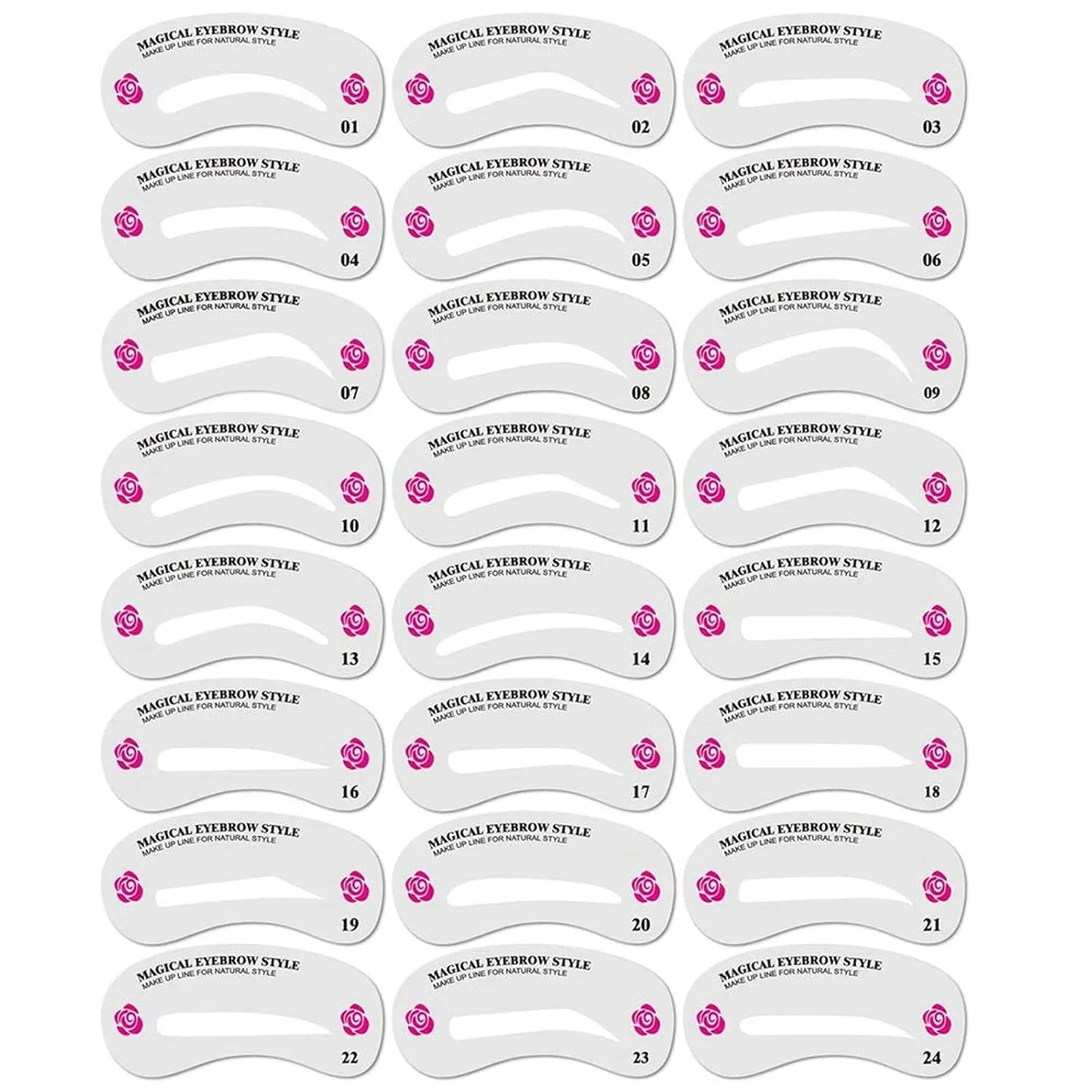 24 PCS Eyebrow Shaping Stencils, Kalolary Eyebrow Grooming Stencil Kit Shaping Templates DIY Tools for Eyebrows Shaping