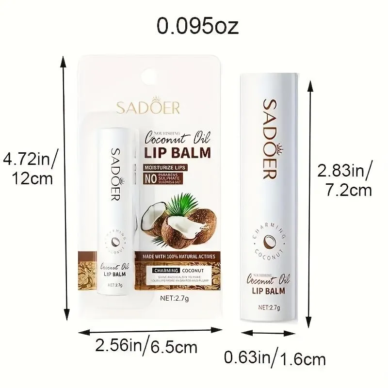 4 pcs Organic Coconut Lip Balm - Hydrating and Nourishing for All Genders - Daily Moisturizing Lip Care