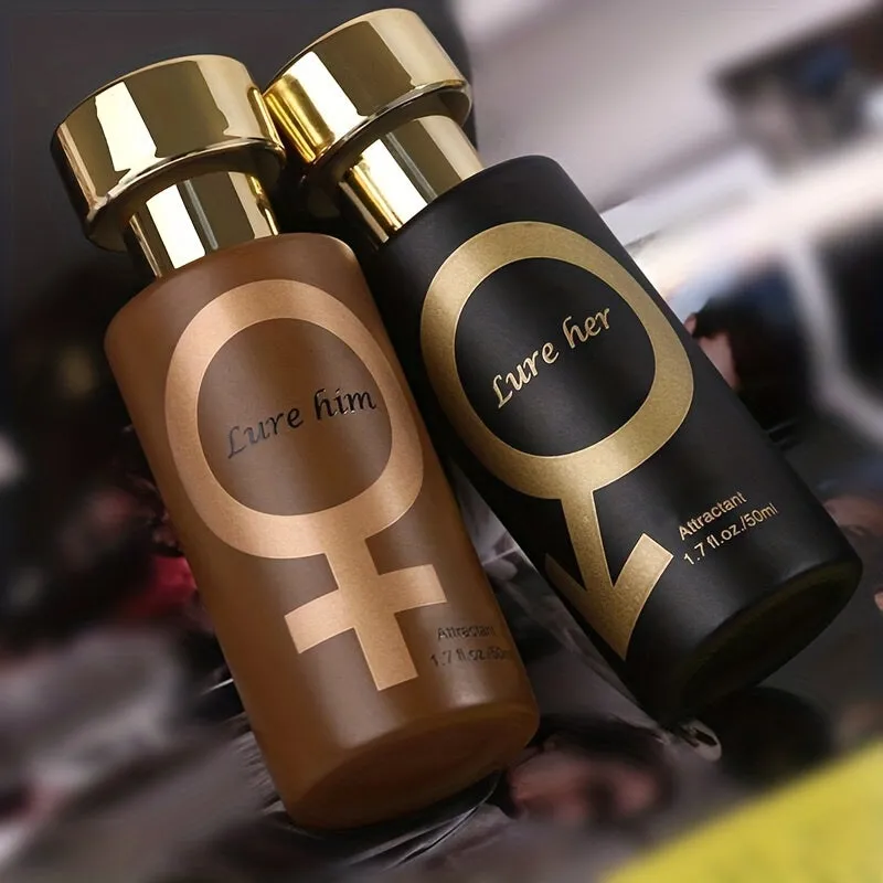 50ml, Golden Lure Pheromone Perfume, Pheromone Perfume Attract Men, Lure Her Perfume, Romantic Pheromone Glitter Perfume, Pheromones Cologne Perfume Spray For Men And Women
