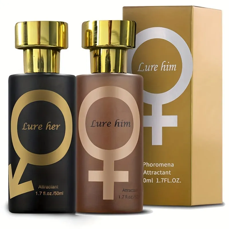 50ml, Golden Lure Pheromone Perfume, Pheromone Perfume Attract Men, Lure Her Perfume, Romantic Pheromone Glitter Perfume, Pheromones Cologne Perfume Spray For Men And Women