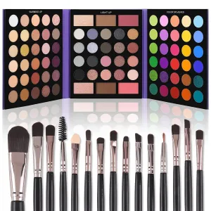 86-Color Pigmented Eyeshadow Palette & 15 Brushes Set - Perfect Gift for All Skin Tones