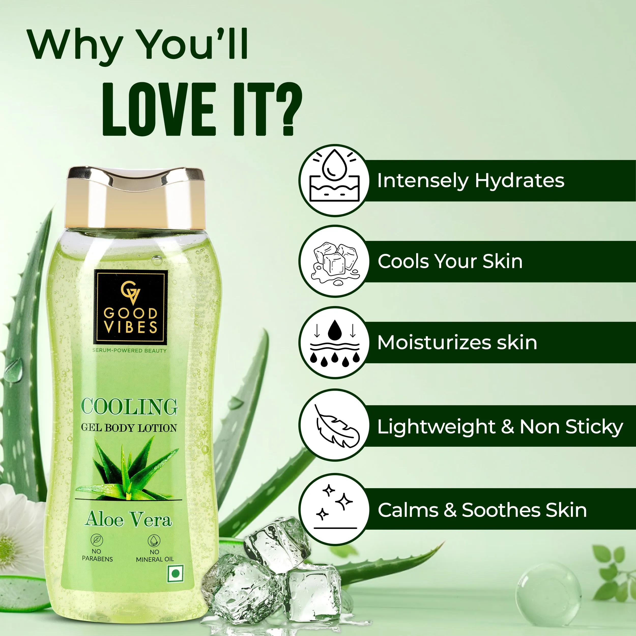 Aloe Vera Cooling Gel Body Lotion| Instant Cooling Sensation | Non Sticky Comfort