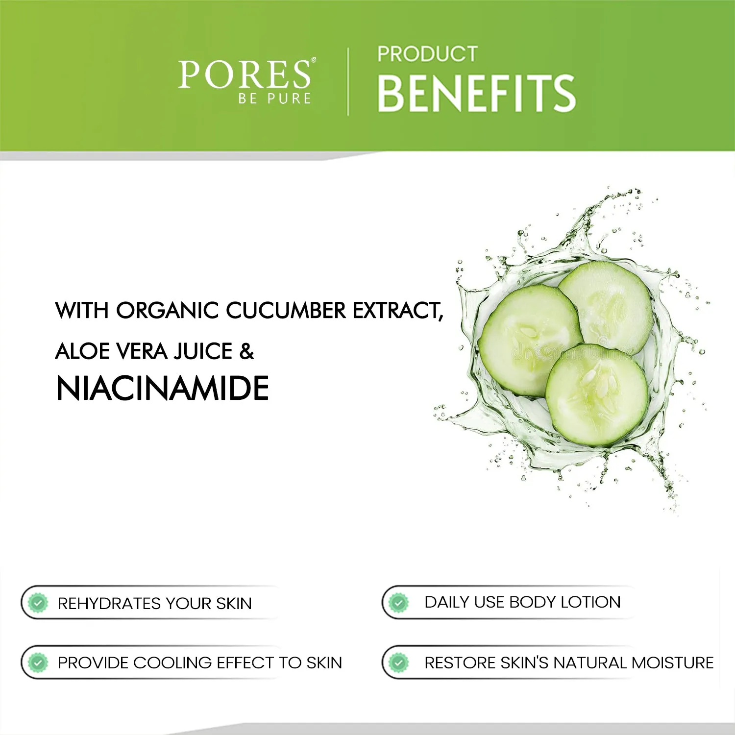 Cucumber & Aloe Vera Body Lotion - With Cucumber, Aloe Vera & Niacinamide - 250 mL