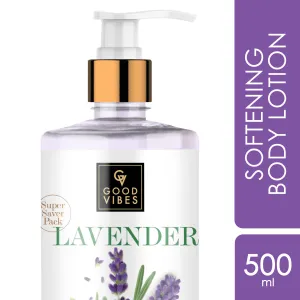 Good Vibes Lavender Softening Body Lotion | Anti-Acne, Anti-Ageing | No Parabens, No Sulphates, No Animal Testing (400ml   100 ml free)