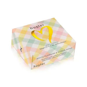 Mini Boxed Guest Soap Pastel Checks Foil Heart W/Flowers & Citrus