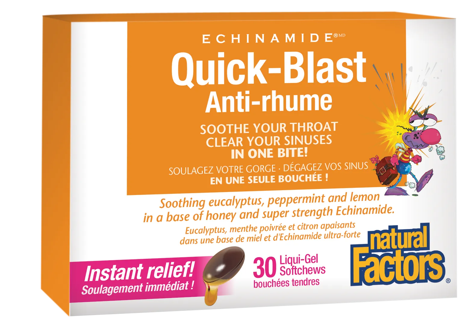 Natural Factors Quick-Blast ECHINAMIDE 6x30 Chewable Softgels