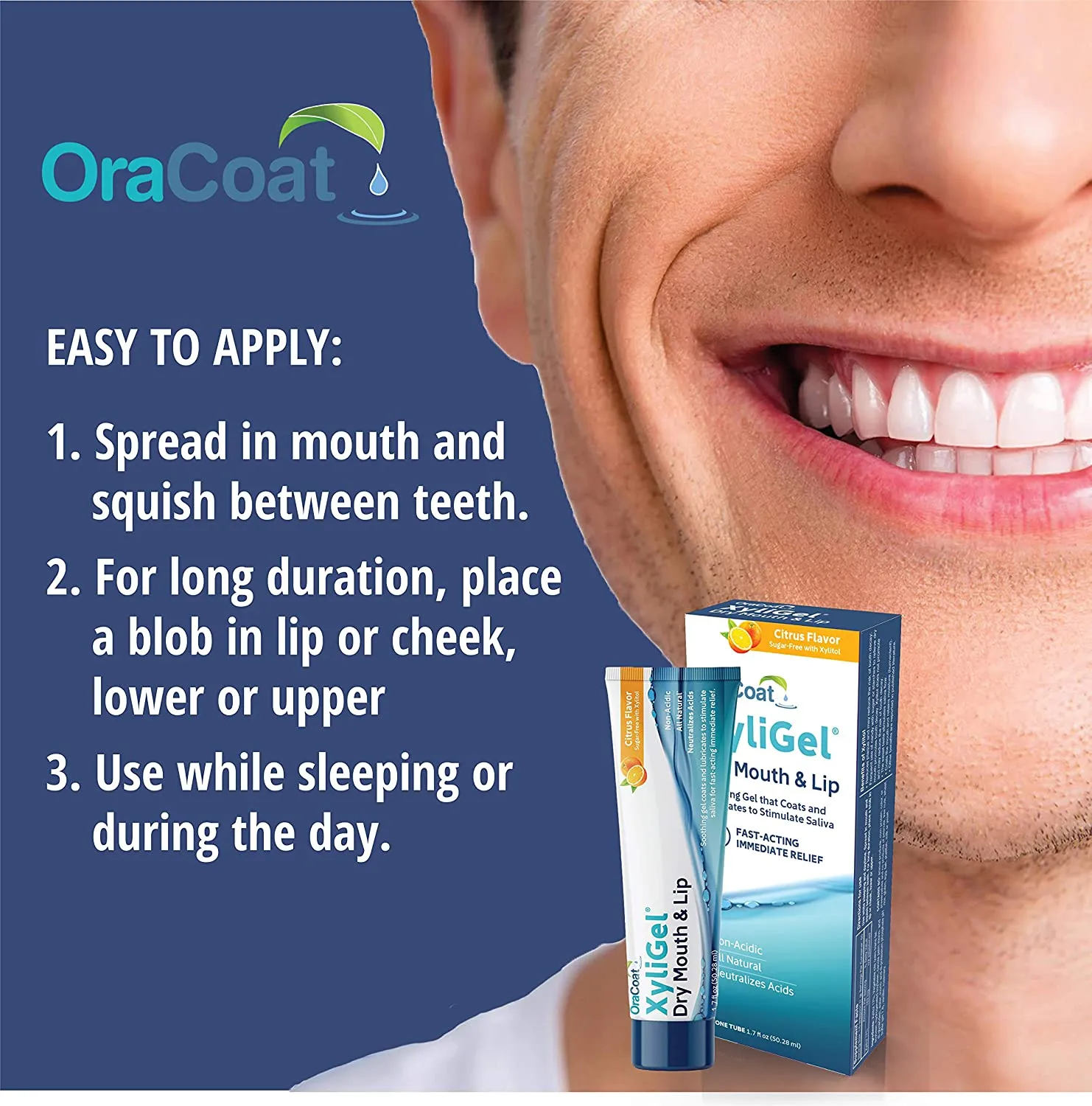 OraCoat XyliGel Dry Mouth & Lip Moisturizing Relief Gel with Xylitol, Sugar Free