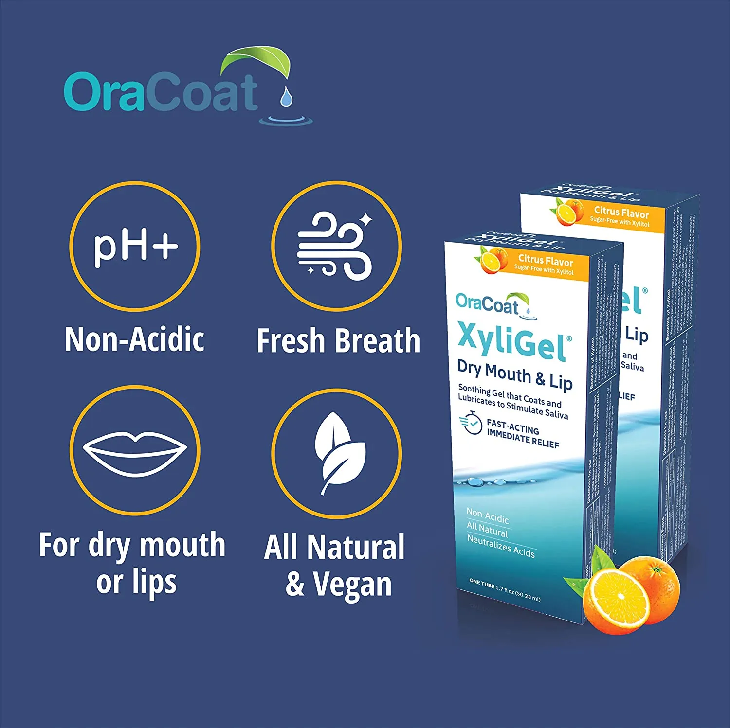 OraCoat XyliGel Dry Mouth & Lip Moisturizing Relief Gel with Xylitol, Sugar Free