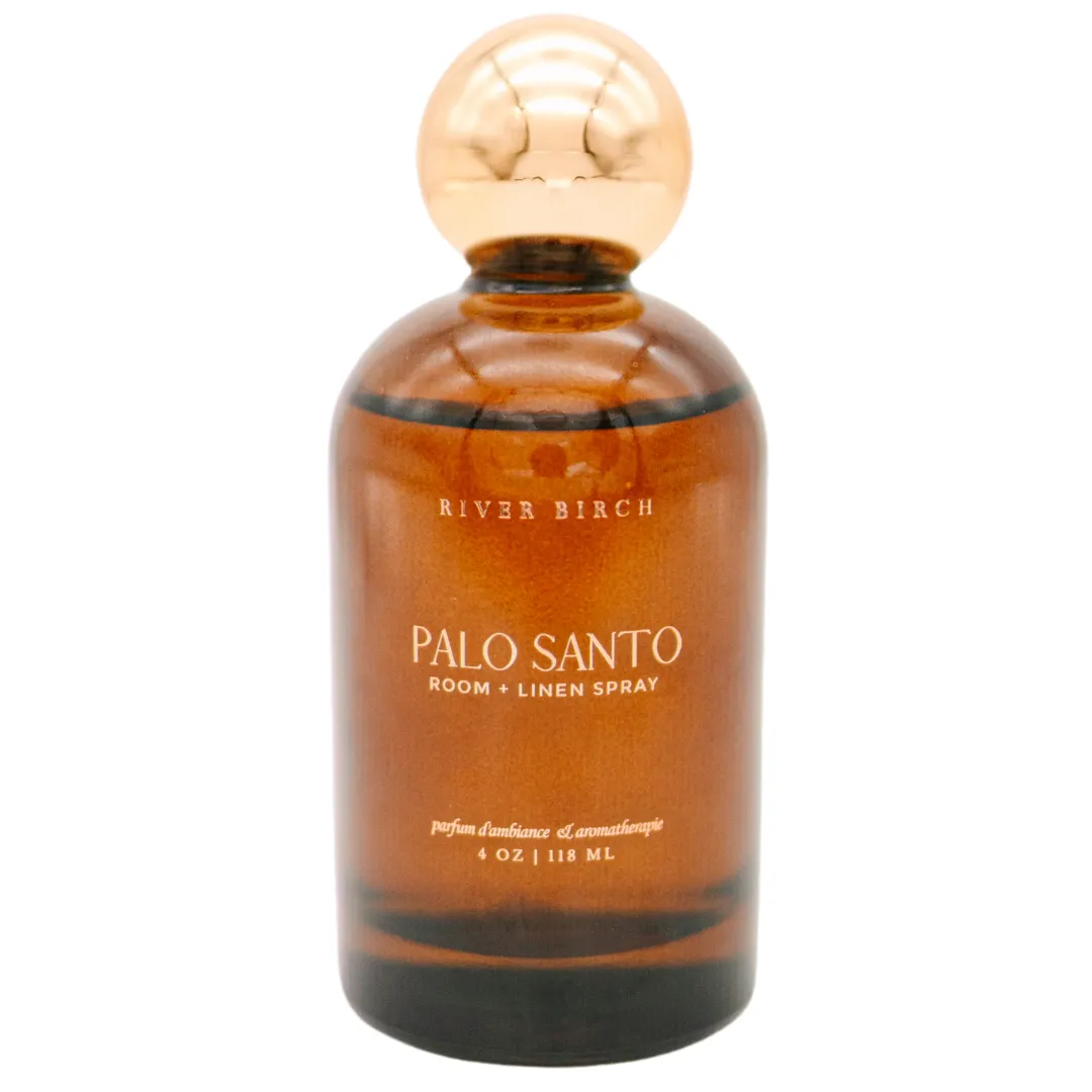 Palo Santo - 4 oz Amber Glass Room   Linen Spray - Gold Top