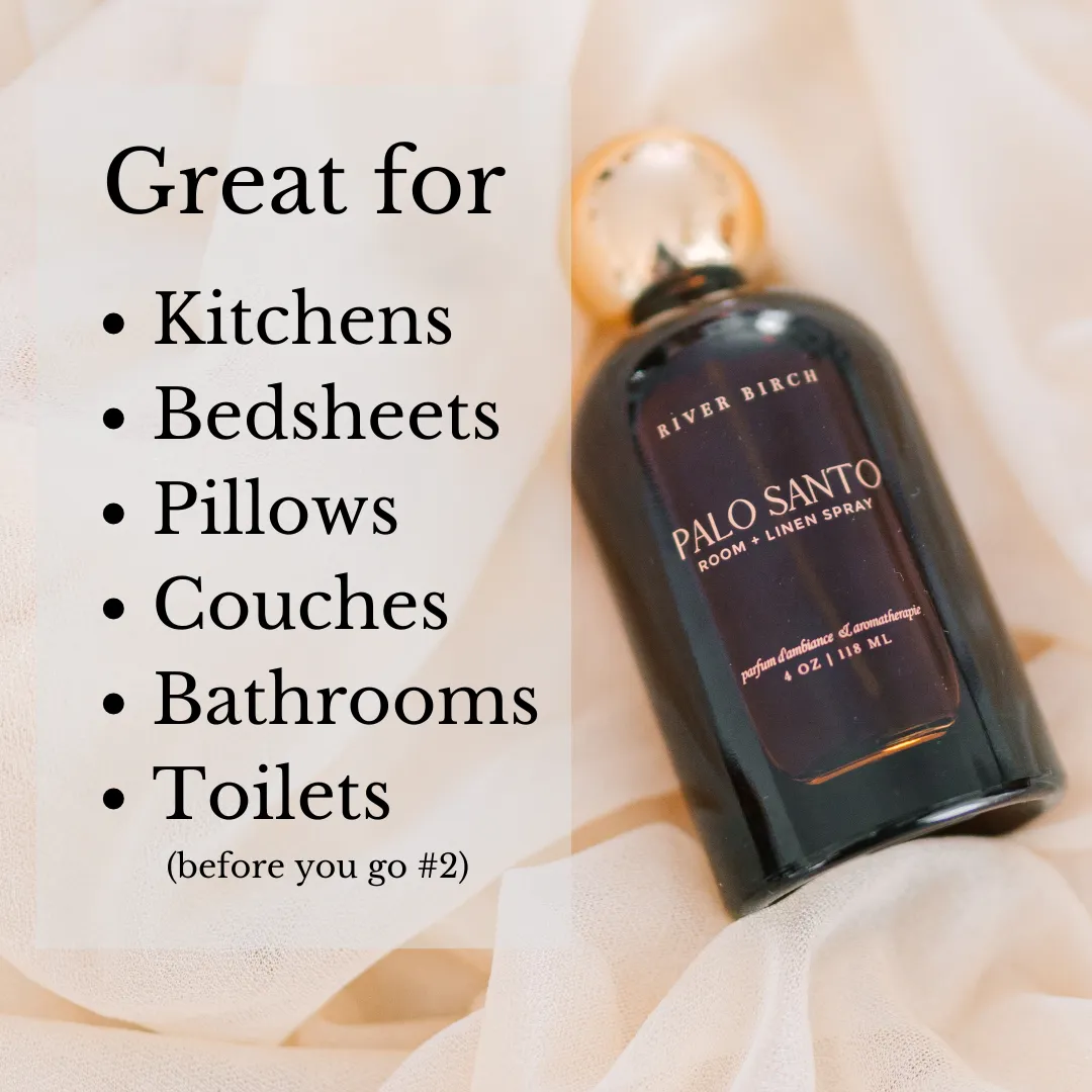 Palo Santo - 4 oz Amber Glass Room   Linen Spray - Gold Top