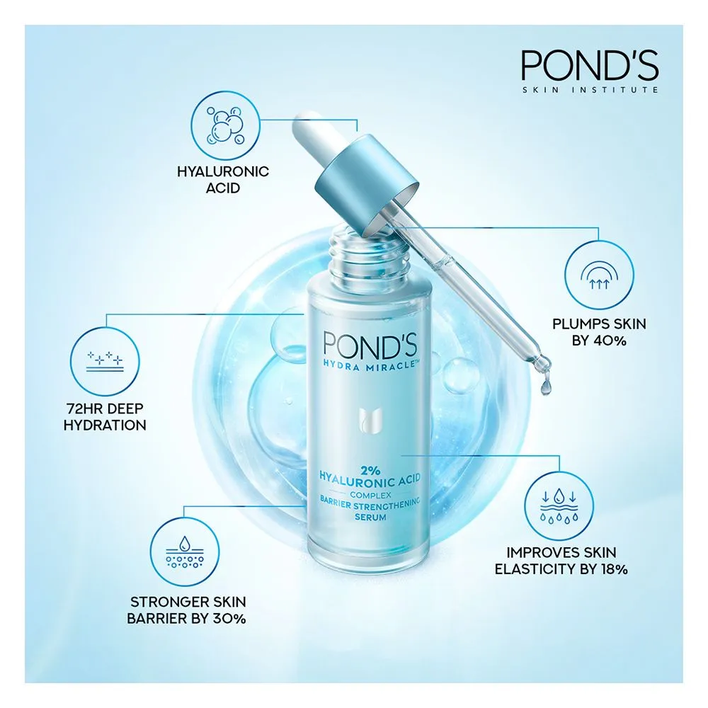 Ponds Hydra Miracle 2% Hyaluronic Acid Serum 72Hrs Hydration - 15ml