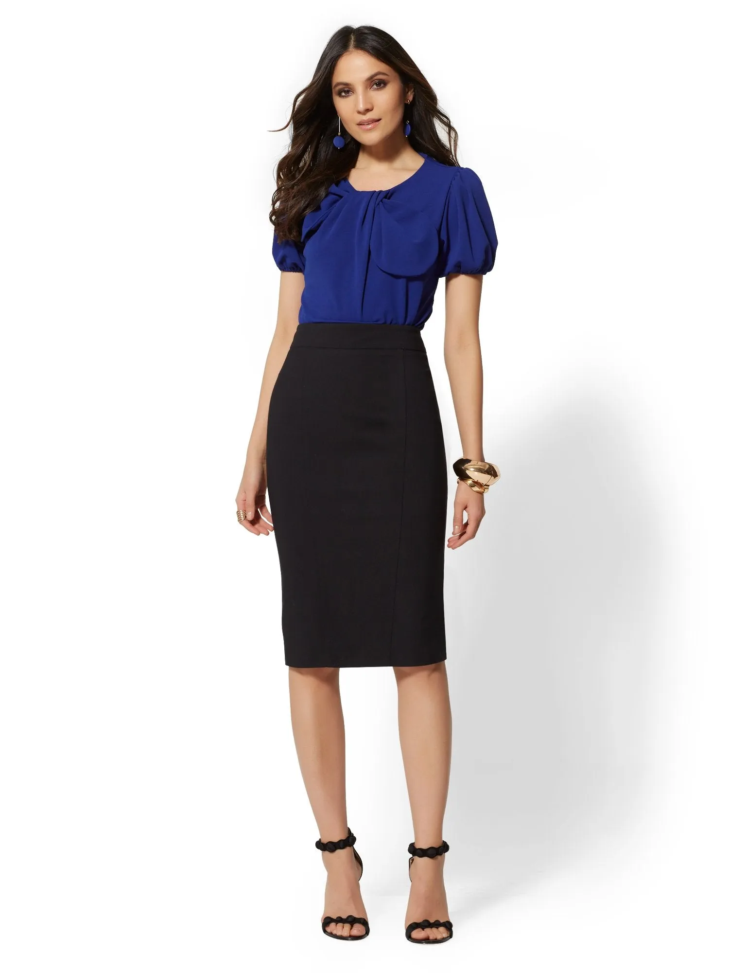 Seamed Pencil Skirt - All-Season Stretch - 7th Avenue