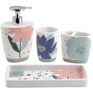 Summer Flower 4-Piece Bathroom Accessory Set
