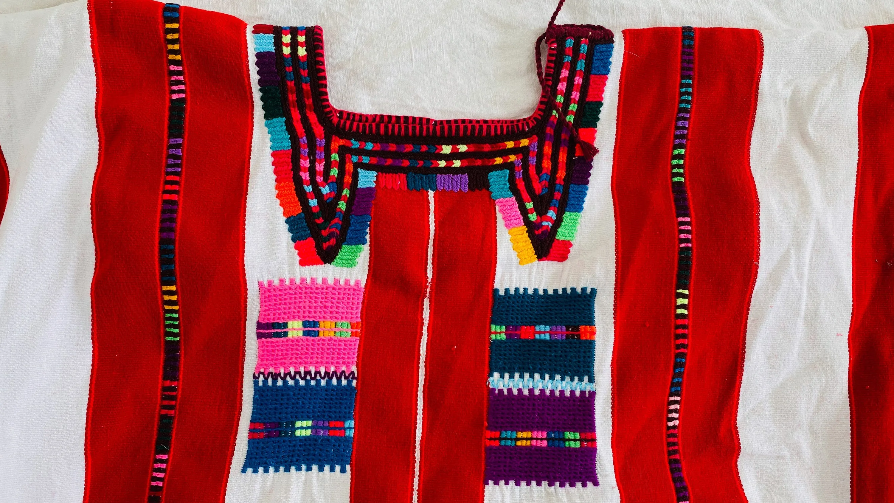 Vintage Oxchuc Mexican Huipil. Vibrant Mayan Textile. 0215
