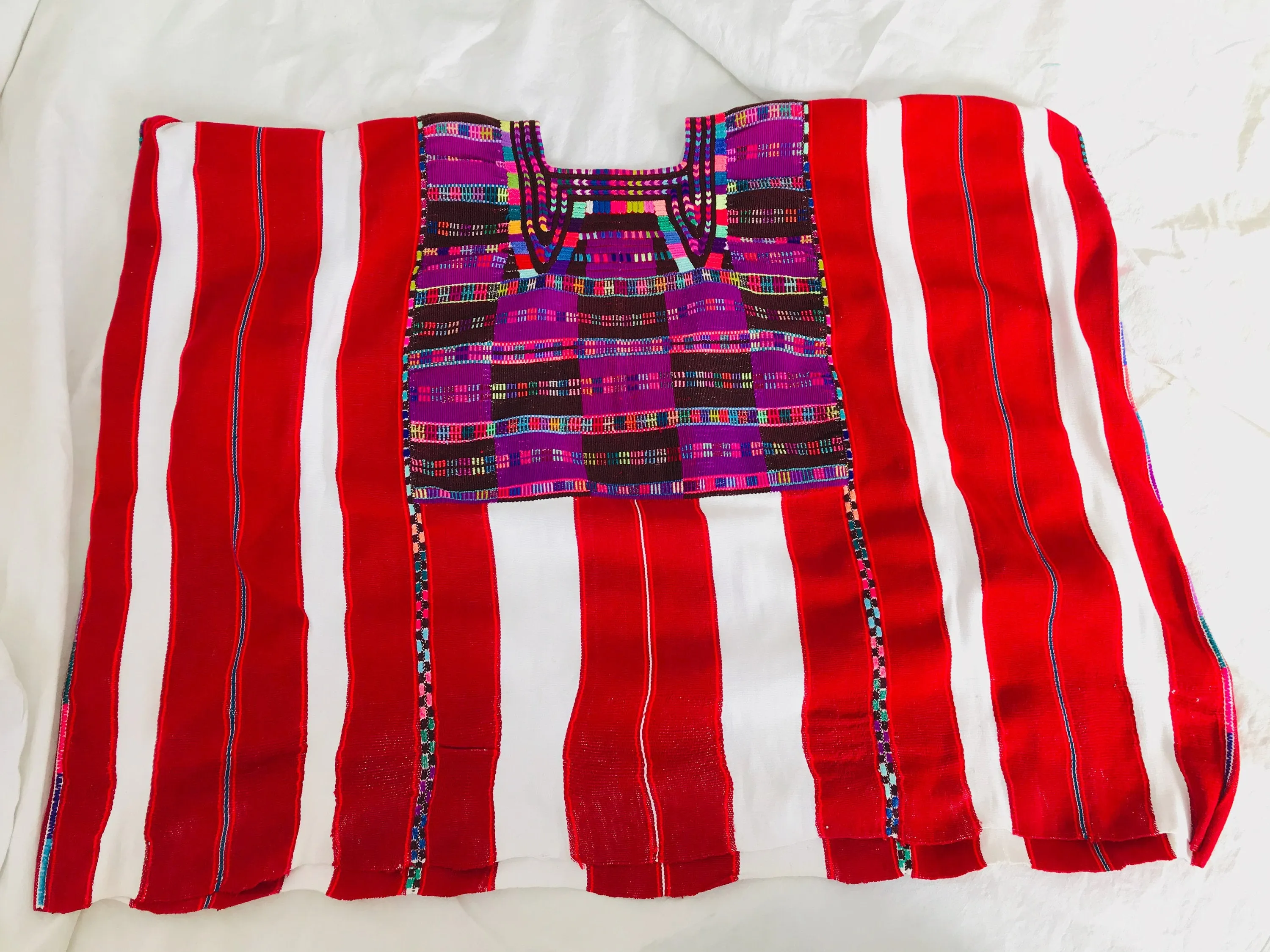Vintage Oxchuc Mexican Huipil. Vibrant Mayan Textile
