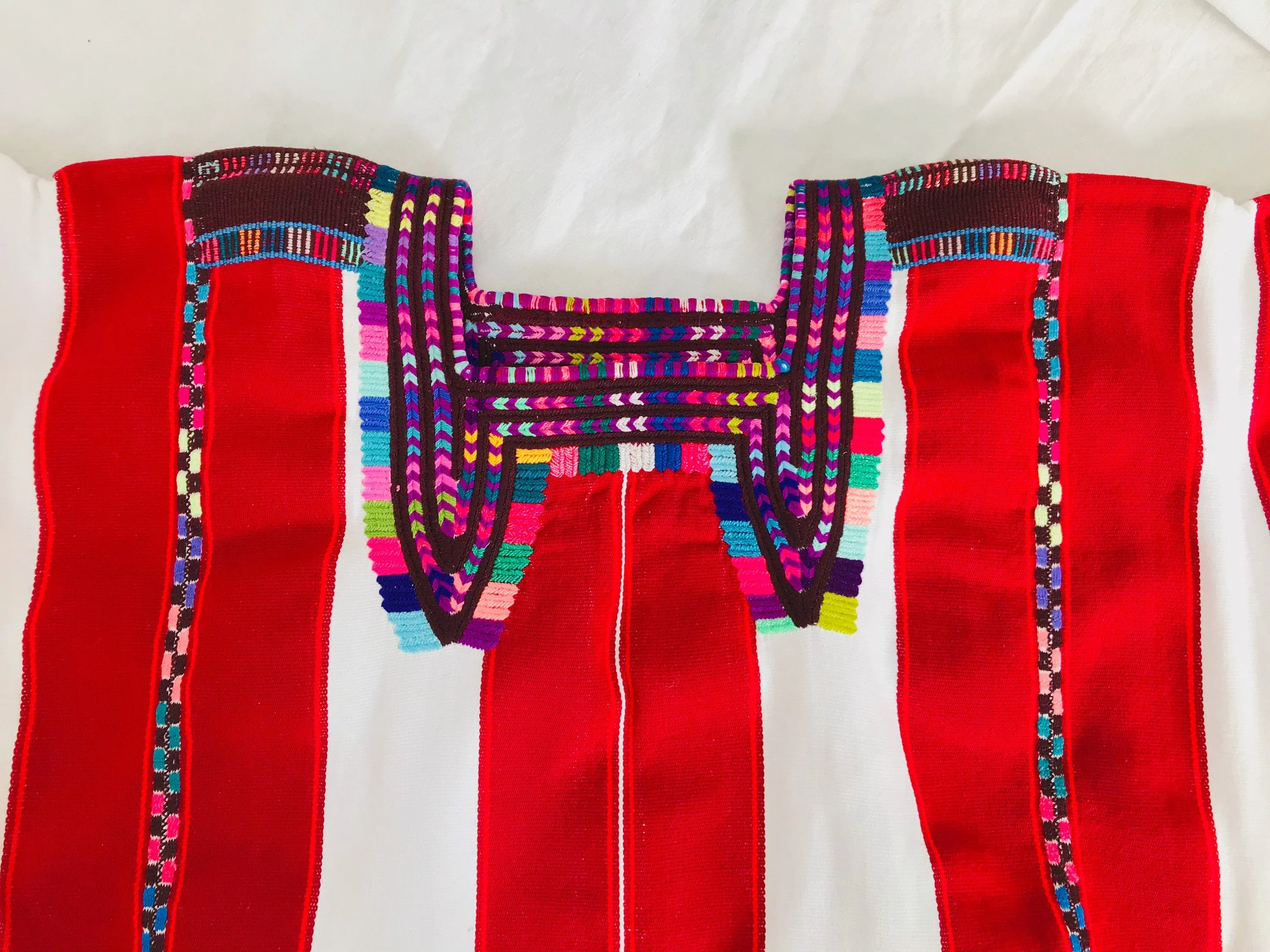 Vintage Oxchuc Mexican Huipil. Vibrant Mayan Textile