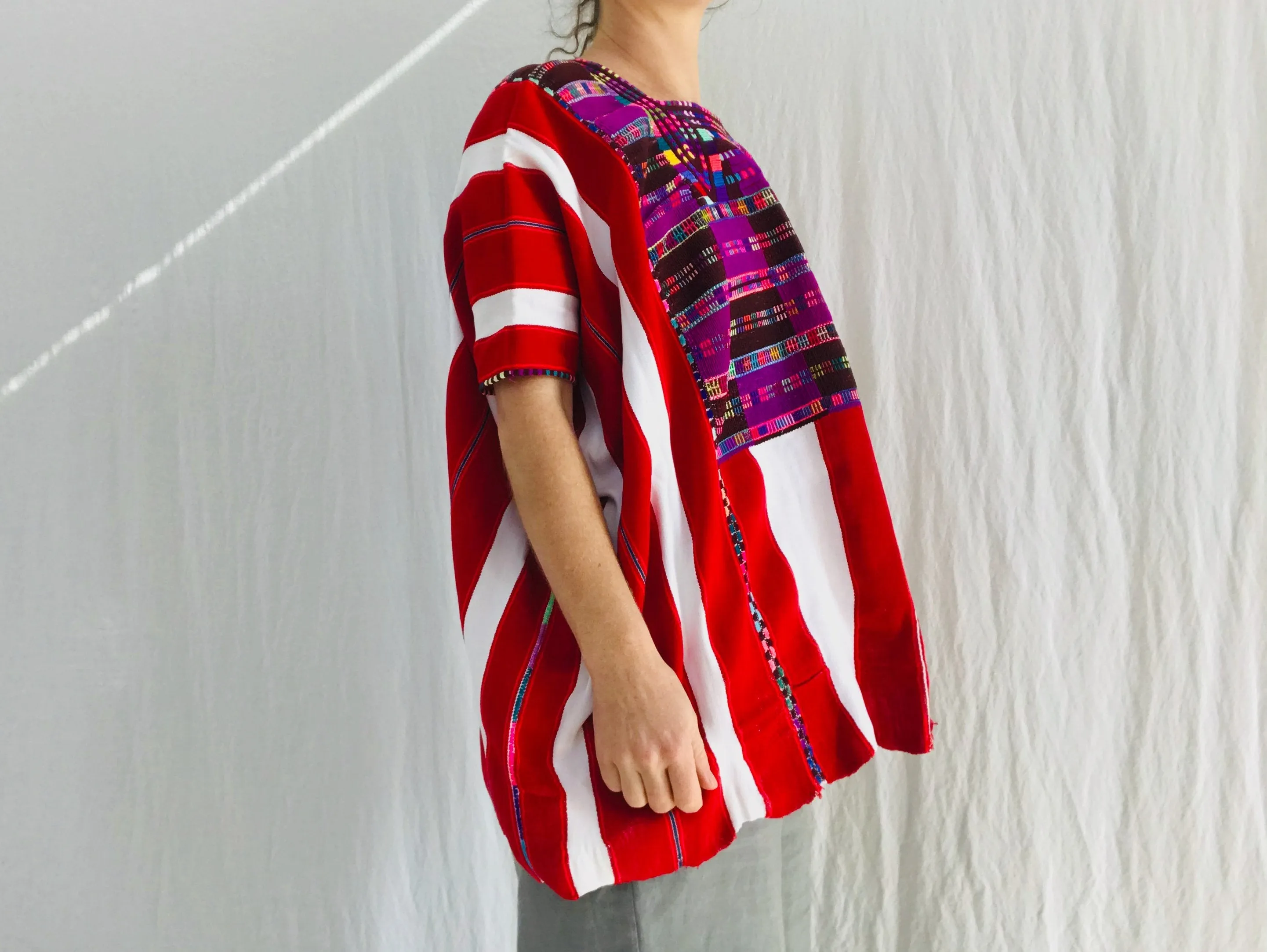 Vintage Oxchuc Mexican Huipil. Vibrant Mayan Textile
