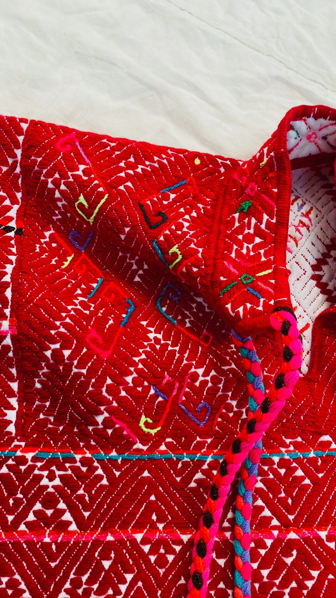 Vintage San Andres Duraznal Mexican Huipil. Vibrant Mayan Textile.0032